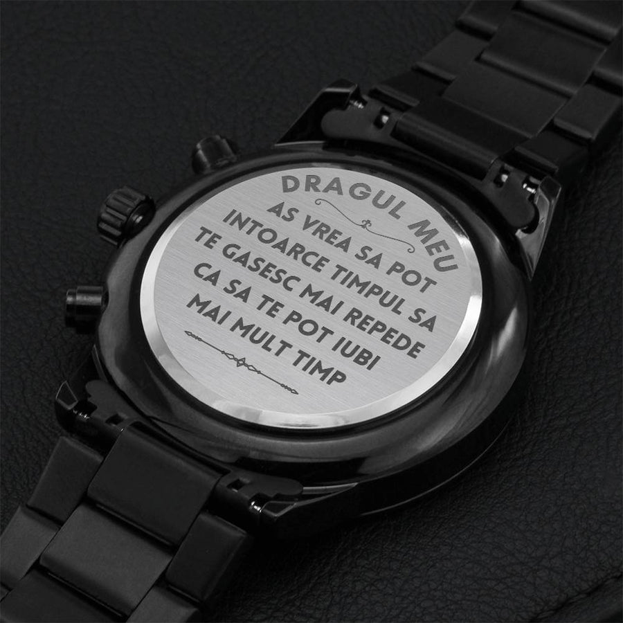 Ceas Gravat Cu Mesaj Sentimental Pentru Sot Sau Iubit 2 Engraving Chronograph Watch