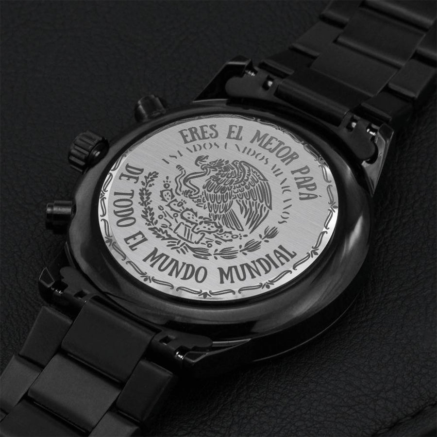 Mejor Papa Metal Engraving Chronograph Watch