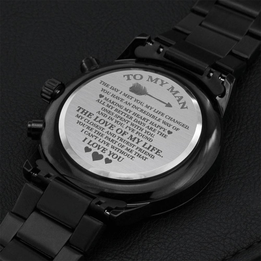 To My Man - Romantic Chronograph Watch - Gy2 Engraving Chronograph Watch