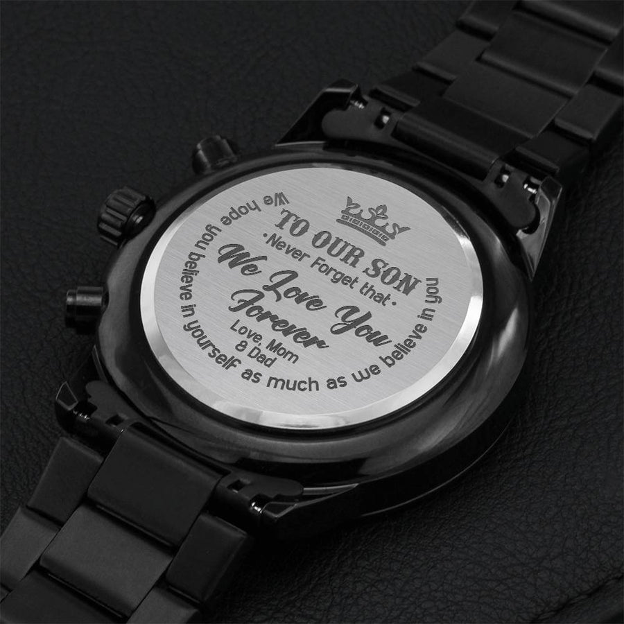 To Our Son Love Mom & Dad Engraved Gift Watch Engraving Chronograph Watch