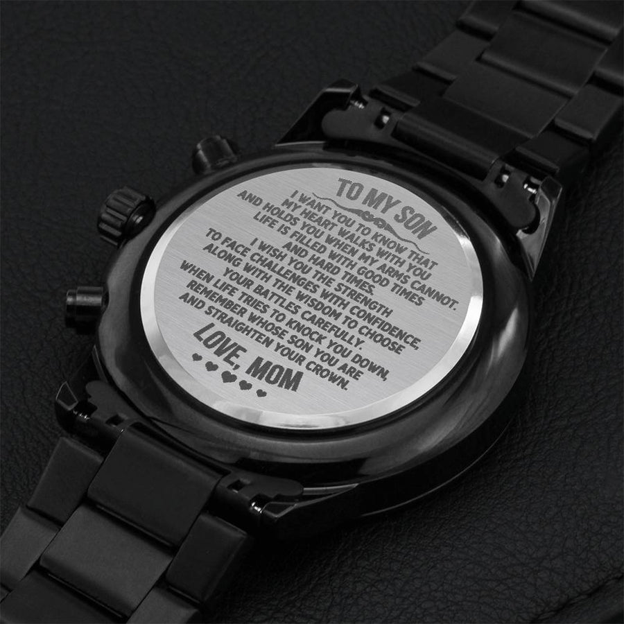 Straighten Your Crown - Great Gift For Son Engraving Chronograph Watch