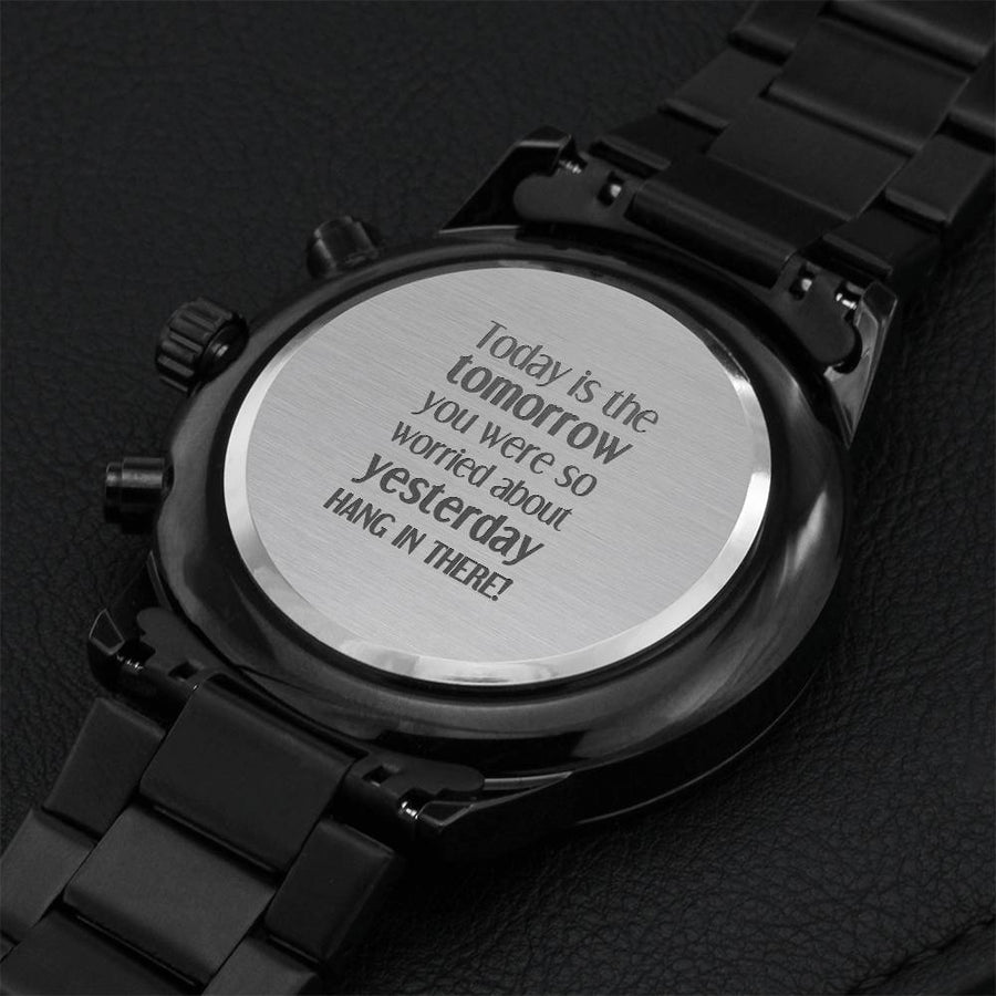 Hang In There! Watch Engraving Chronograph Watch