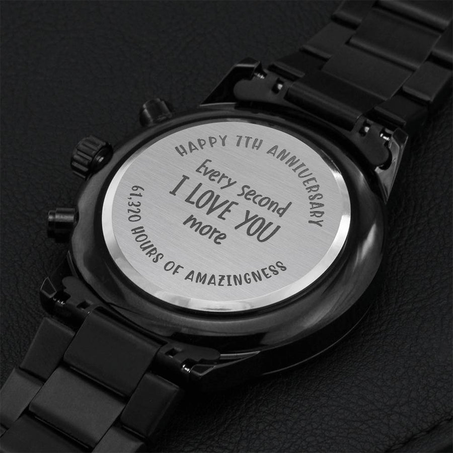7th Anniversary Gift For Husband Engraved Watch Engraving Chronograph Watch