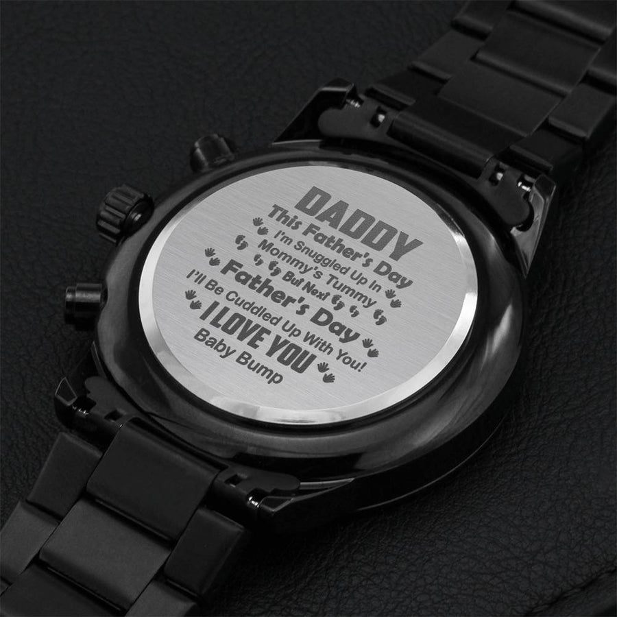 New Daddy Watch - I Can't Wait To Meet You Engraving Chronograph Watch