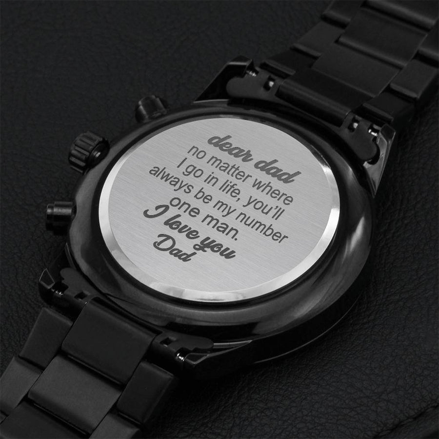 Engraved Watch For Dad Custom Father's Day Gift Engraving Chronograph Watch