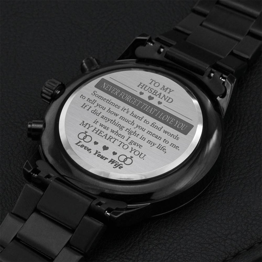 Never Forget That I Love You Engraving Chronograph Watch