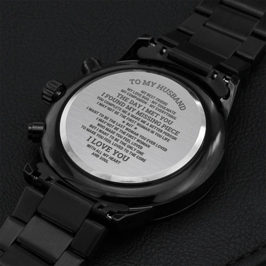 To My Husband My Companion My Everything Watch Engraving Chronograph Watch