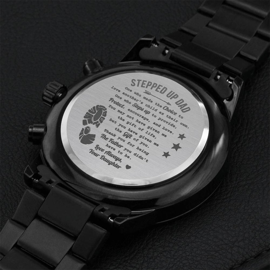 Stepped Up Dad Father's Day Engraved Watch Engraving Chronograph Watch