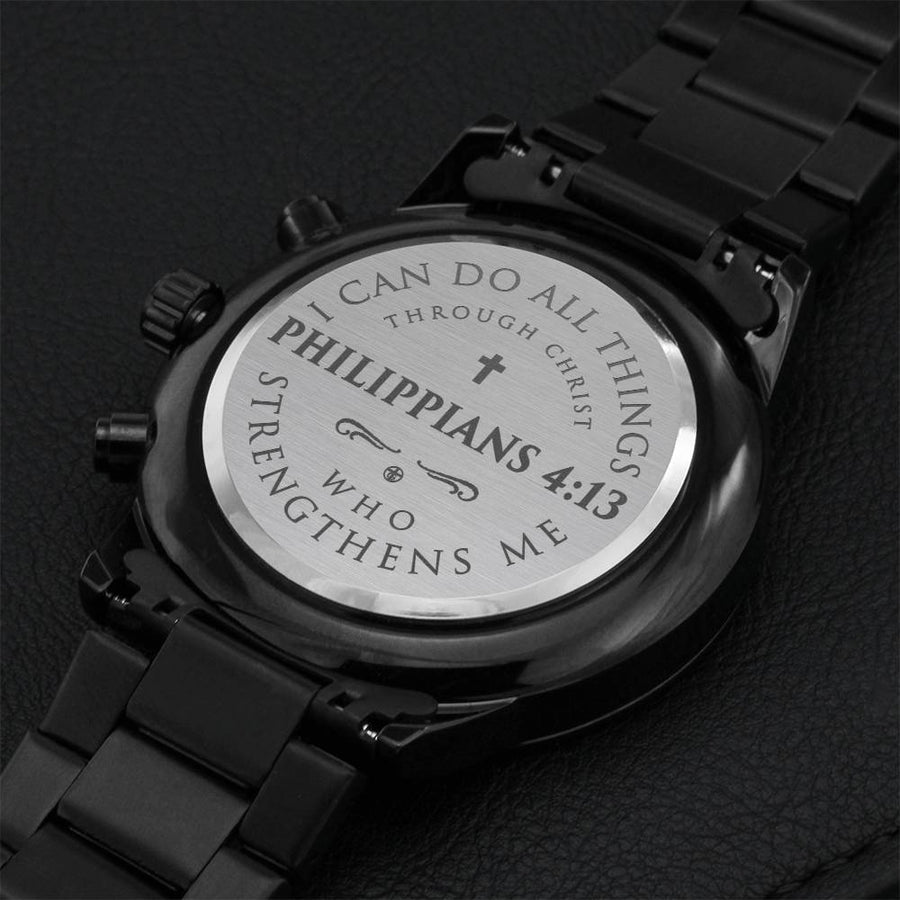 Philippians 413 Engraved Watch Engraving Chronograph Watch