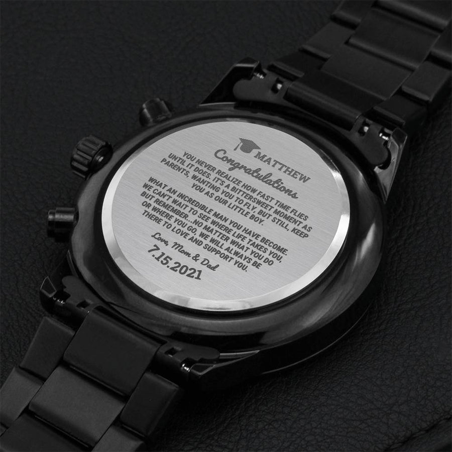 Customize Congratulations Graduation For Son Watch Engraving Chronograph Watch