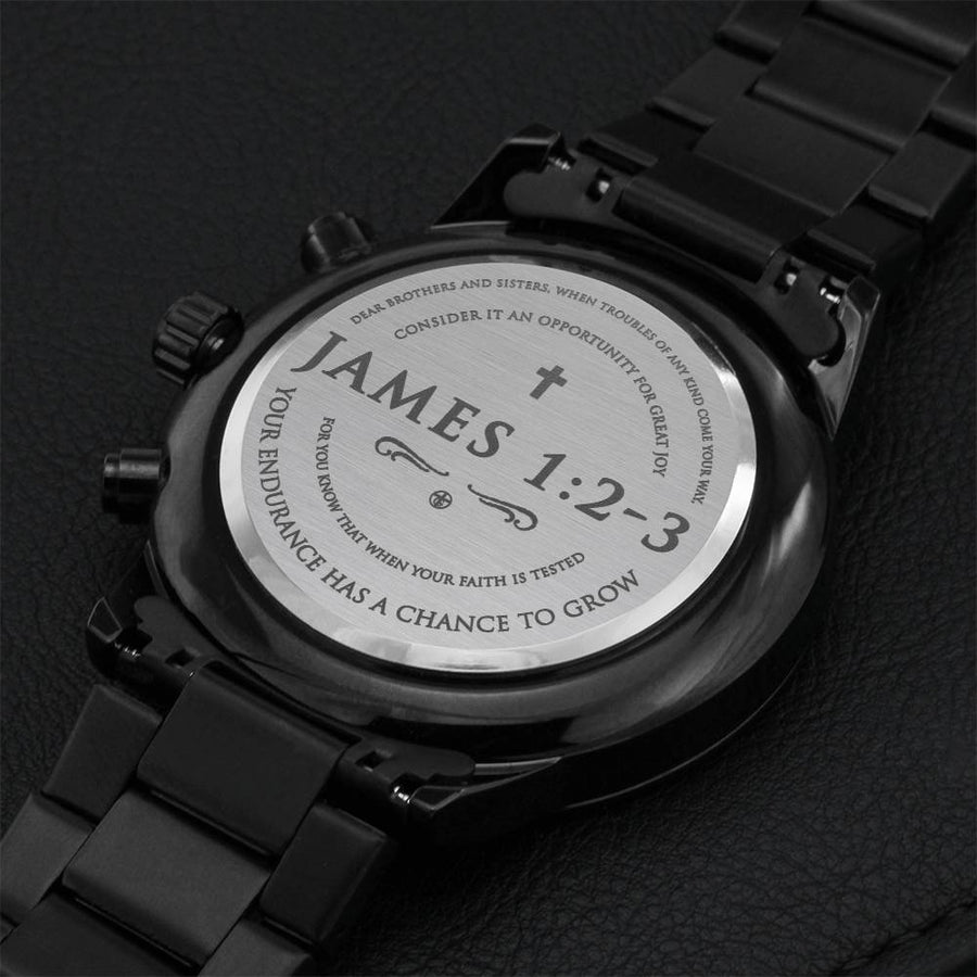 James 12-3 Engraved Watch Engraving Chronograph Watch