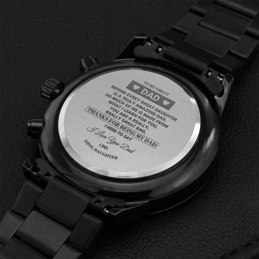 To My Great Dad Engraving Chronograph Watch