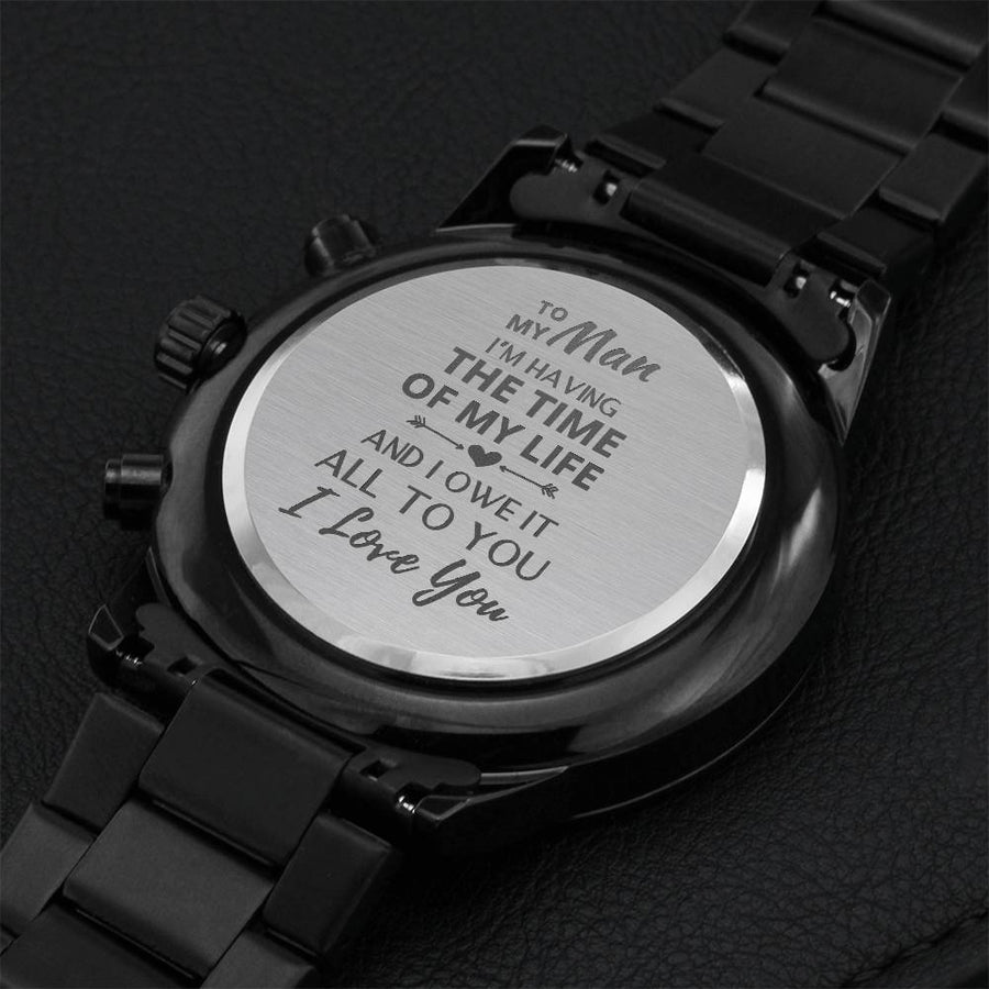 Appreciation Gift For Husband Boyfriend Partner Engraving Chronograph Watch