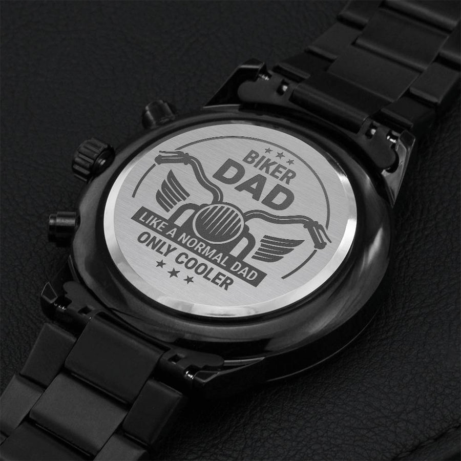 Biker Dad Like A Normal Dad Only Cooler Engraving Chronograph Watch