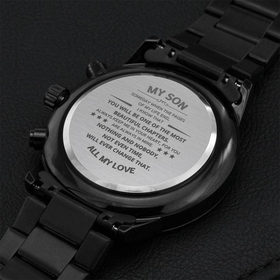 My Son - Engraved Stainless Steel Watch Engraving Chronograph Watch