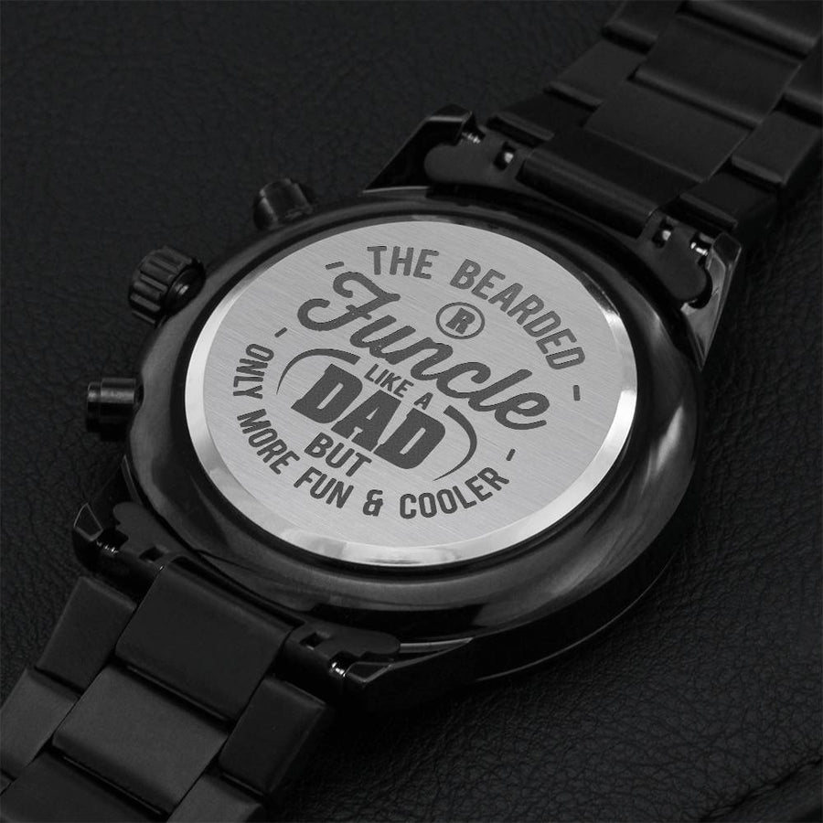 Bearded Funcle Like A Dad But Only More Fun & Cooler Engraved Watch Engraving Chronograph Watch