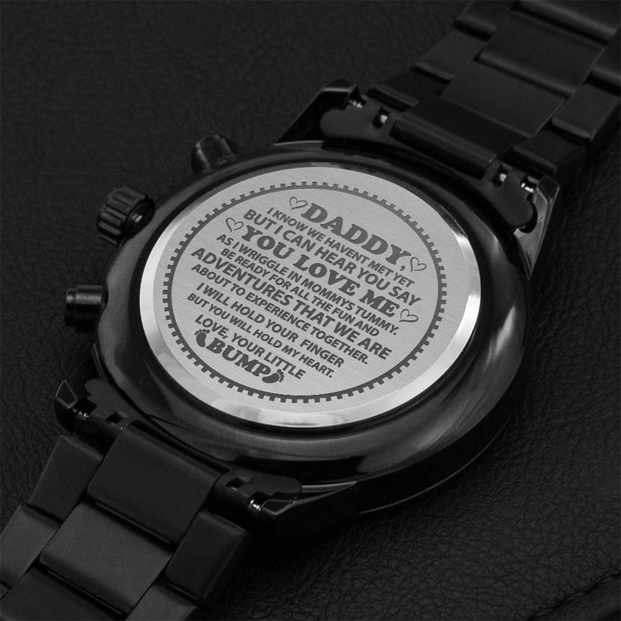 Daddy I Will Hold Your Finger Engraving Chronograph Watch