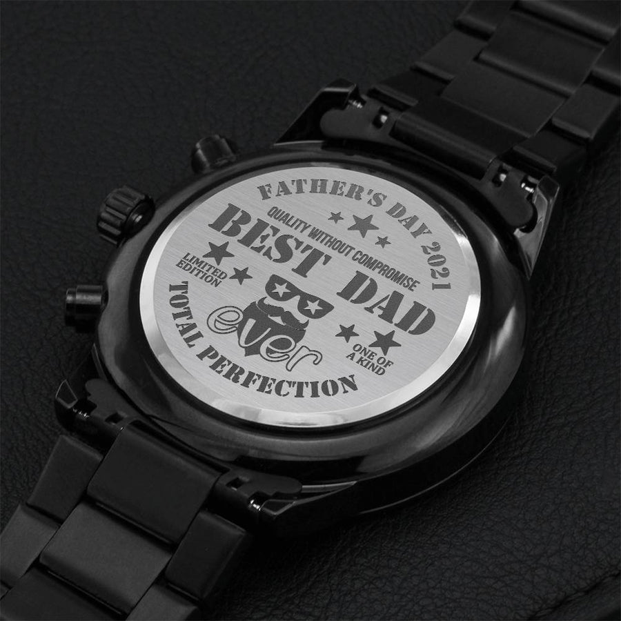 Father's Day 2021 Best Dad Ever Total Perfection Engraving Chronograph Watch