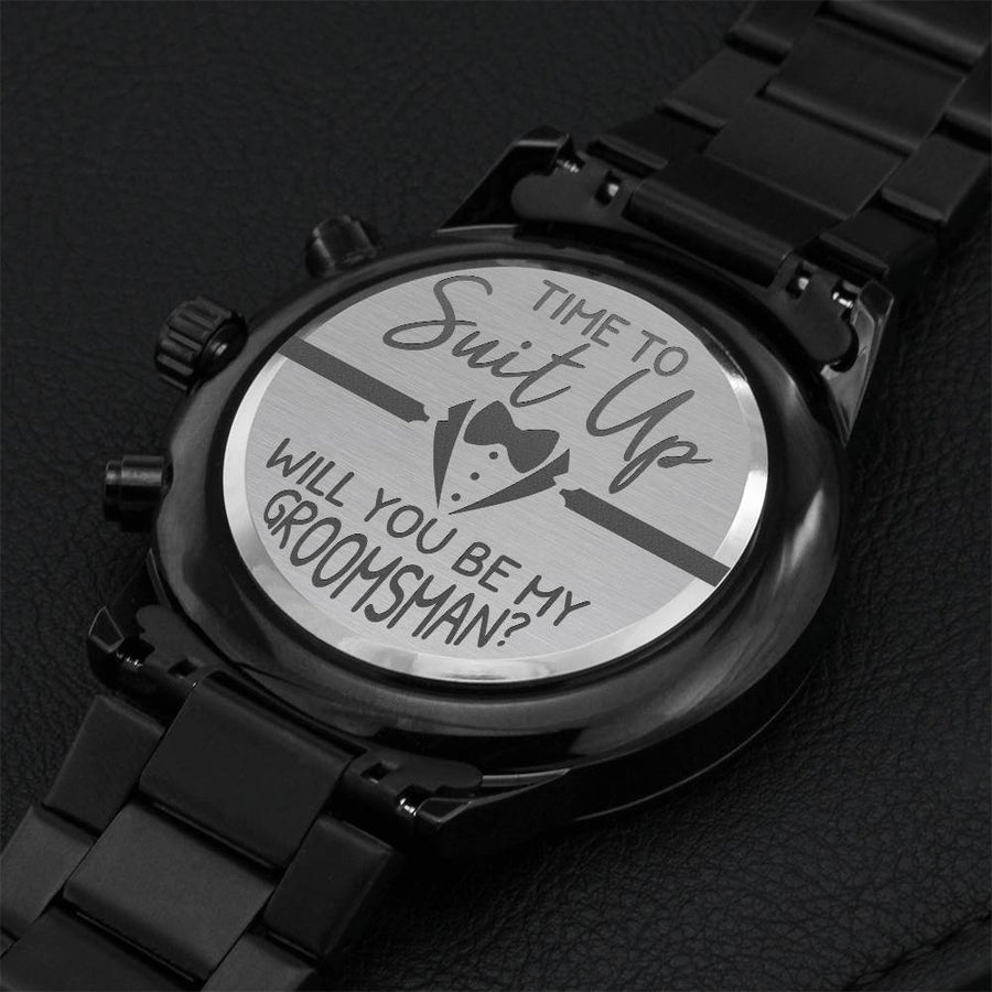 Time To Suit Up Engraving Chronograph Watch