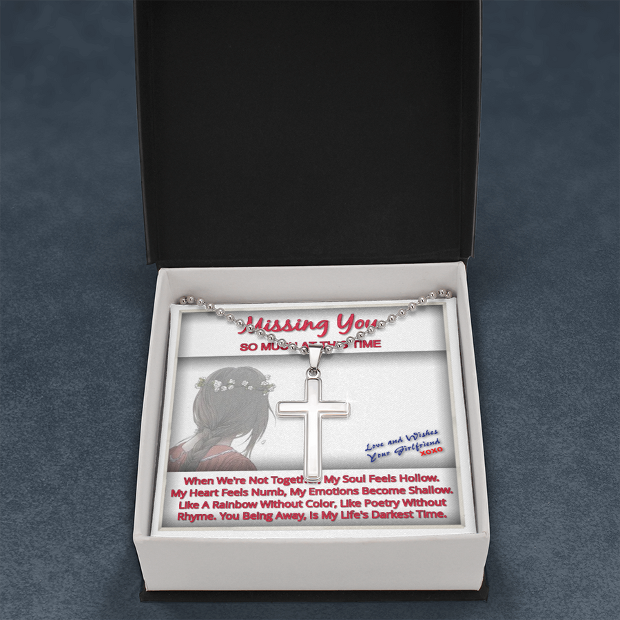 Long Distance Relationship Gift For Boyfriend Or Girlfriend Missing You Cross Necklace Gifts For Him Her