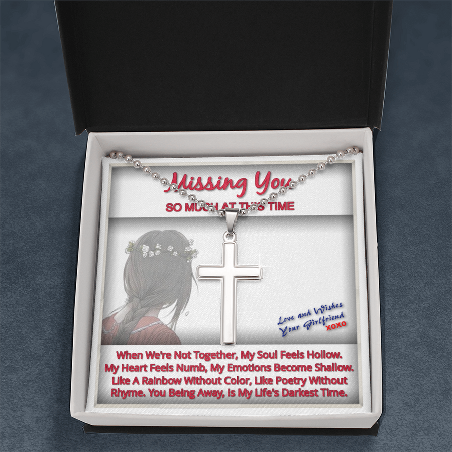 Long Distance Relationship Gift For Boyfriend Or Girlfriend Missing You Cross Necklace Gifts For Him Her