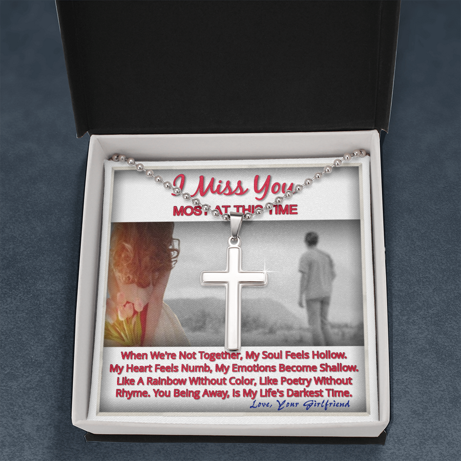 Long Distance Relationship Gift For Boyfriend Cross Necklace Gift For Him