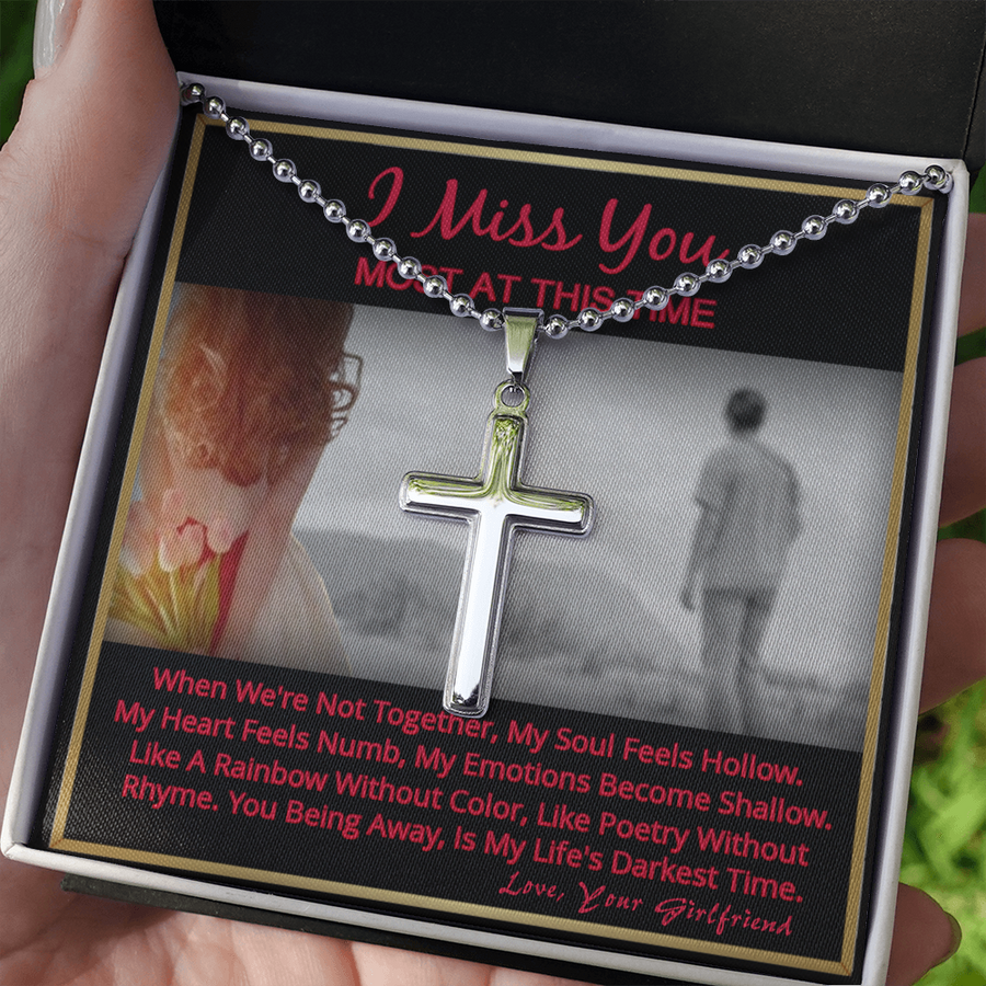 Long Distance Relationship Gift For Boyfriend Missing You Cross Necklace Gifts For Him