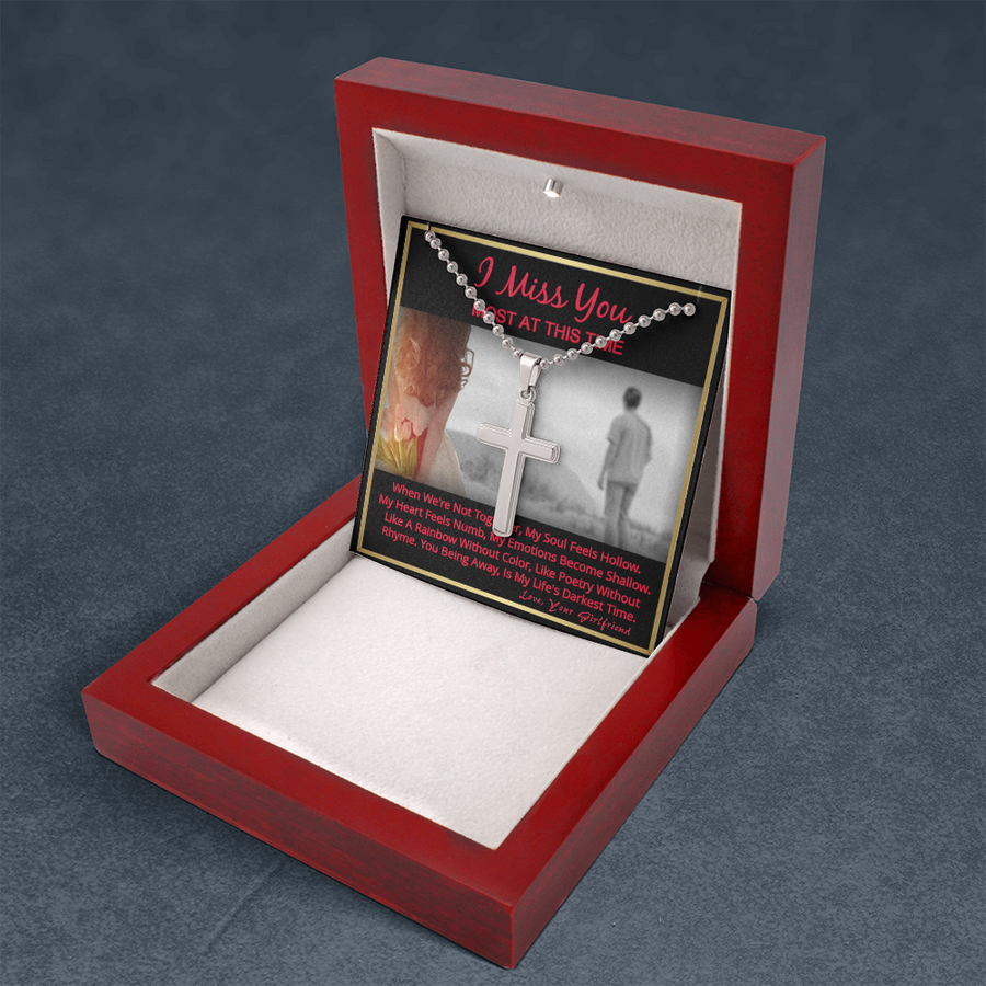 Long Distance Relationship Gift For Boyfriend Missing You Cross Necklace Gifts For Him