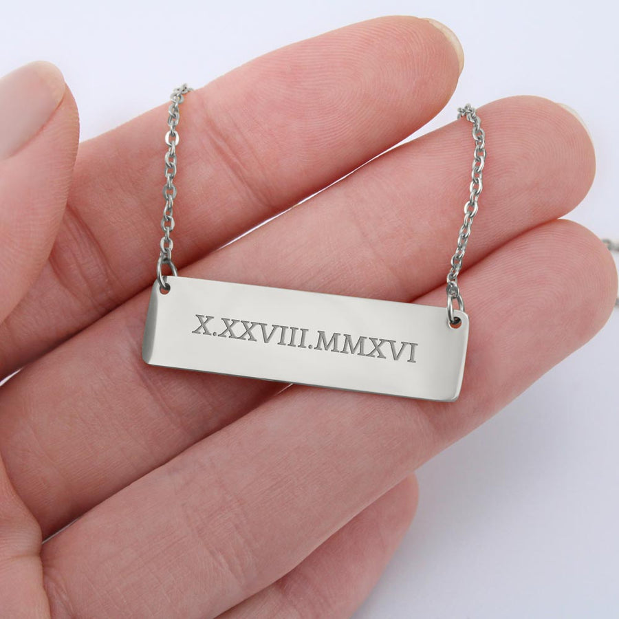 To My Wife Roman Numeral Horizontal Bar Necklace