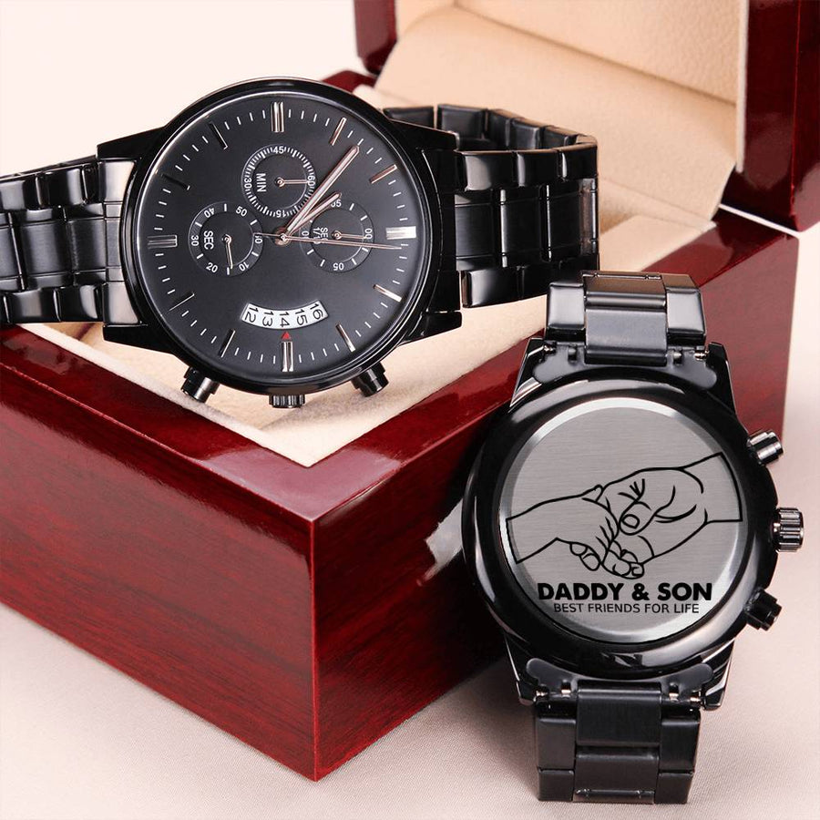 Engraved Design Black Chronograph Watch-best Friend For Life Engraving Chronograph Watch