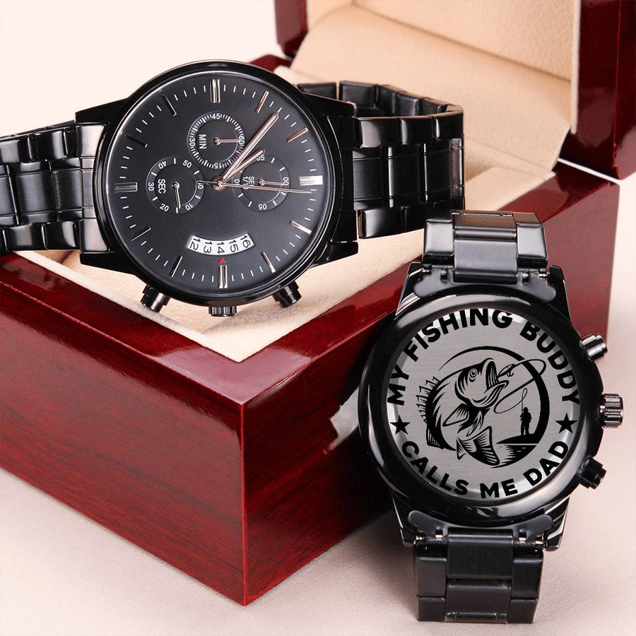 My Fishing Buddy Calls Me Dad Engraving Chronograph Watch