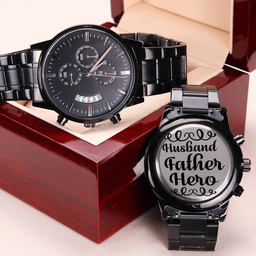 Husband Father Hero Fathers Day Sensitive Gift For Your Special One Engraving Chronograph Watch