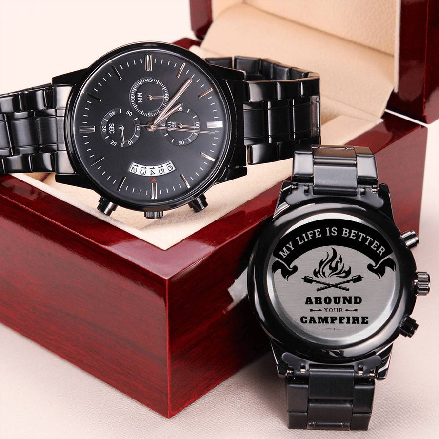 My Life Is Better Around Your Campfire Watch Engraving Chronograph Watch