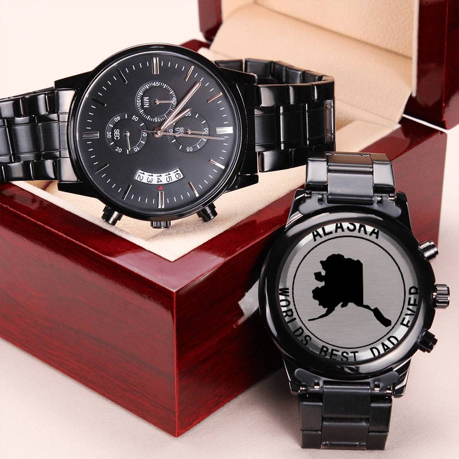 Alaska Best Dad Ever Engraving Chronograph Watch