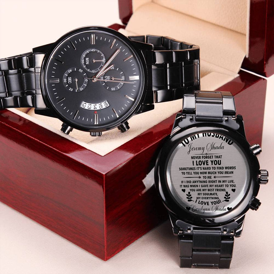 Jeremyshada Customize Black Chronograph Watch Engraving Chronograph Watch