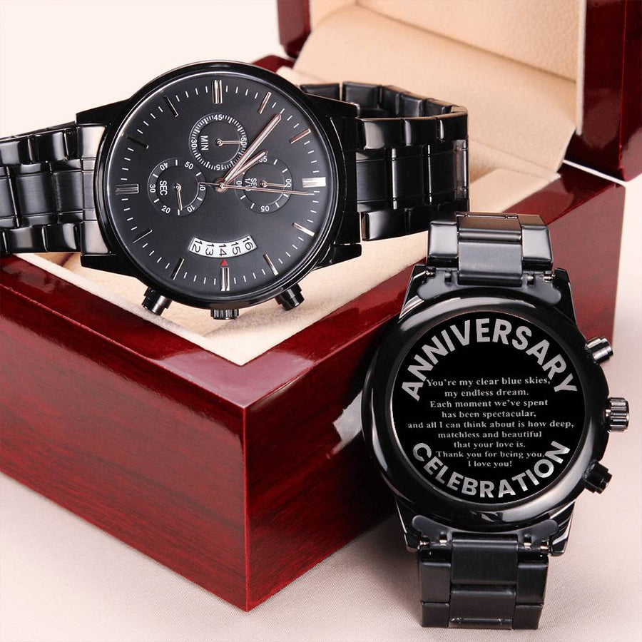 You’re My Clear Blue Skies My Endless Dream Black Chronograph Watch Engraving Chronograph Watch