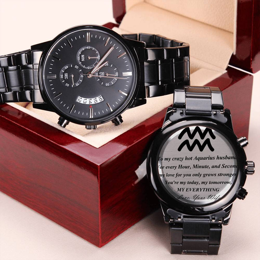 Aquarius Husband Stainless Steel Watch Engraving Chronograph Watch
