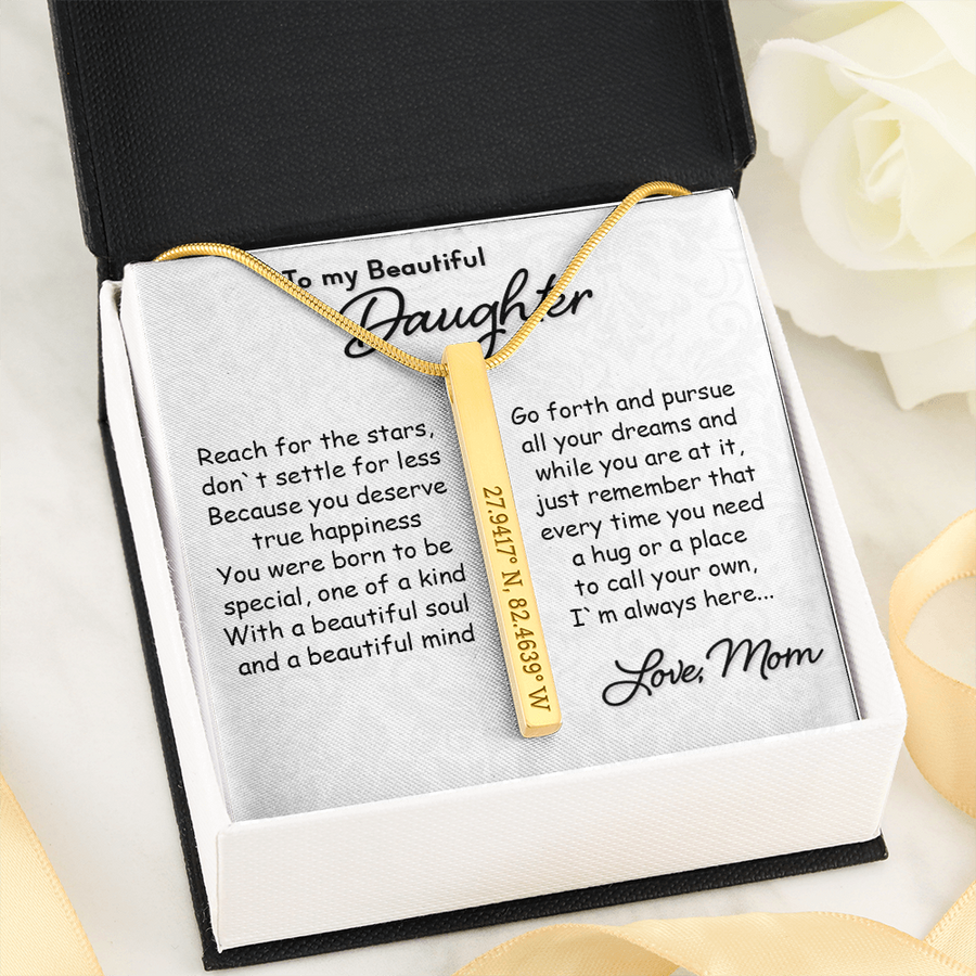 To My Beautiful Daughter | Home Coordinates Vertical Necklace