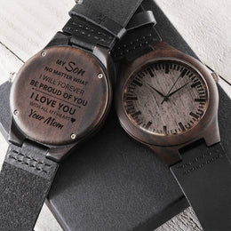 My Son 21St Birthday Gift For Him Proud Mom Son Gifts Xmas Christmas Son Birthday Bonus Son Engr Engraved Wooden Watch
