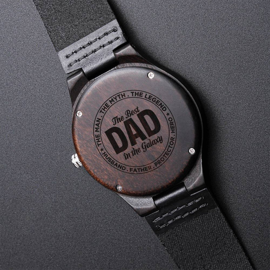 Father's Day Gift For Dad The Best Dad In The Galaxy Engraved Wooden Watch