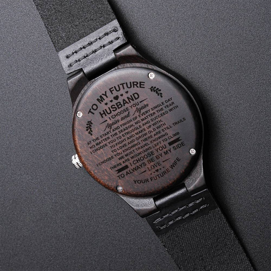To My Future Husband Wooden Wood Watch For Anniversary Wedding Birthday Graduation Gift From Fut Engraved Wooden Watch