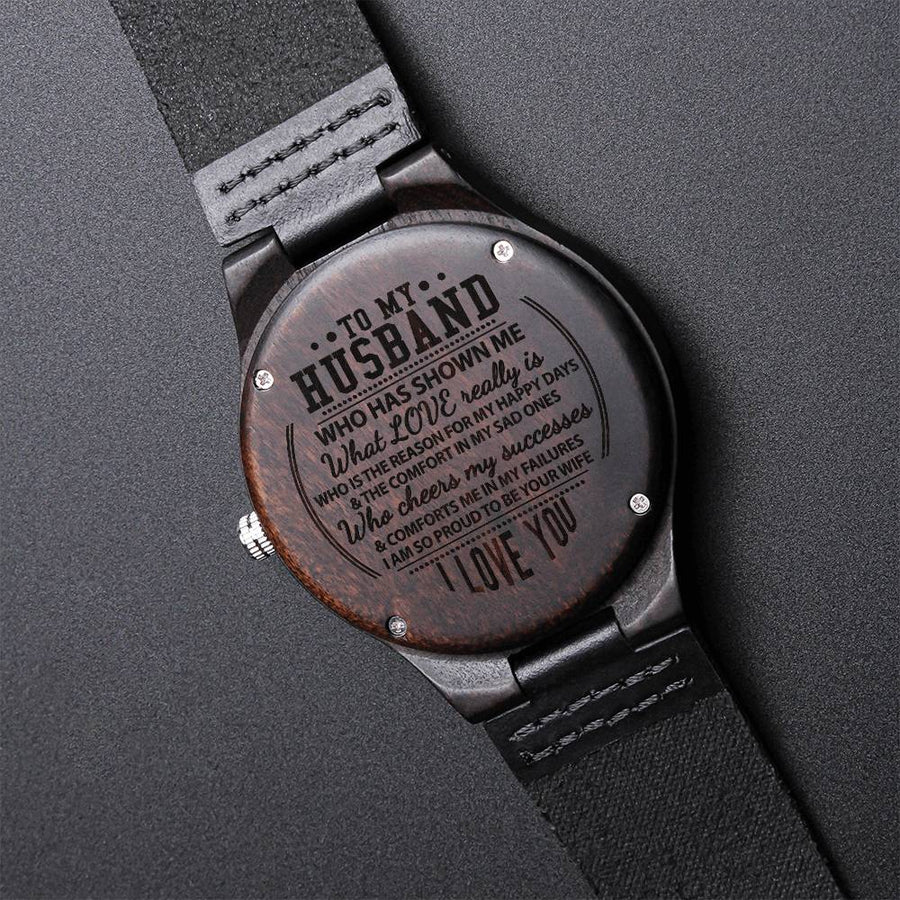 To My Husband Engraved Message On Wooden Watch Husband Father's Day Gift Husband Birthday Gift W Engraved Wooden Watch