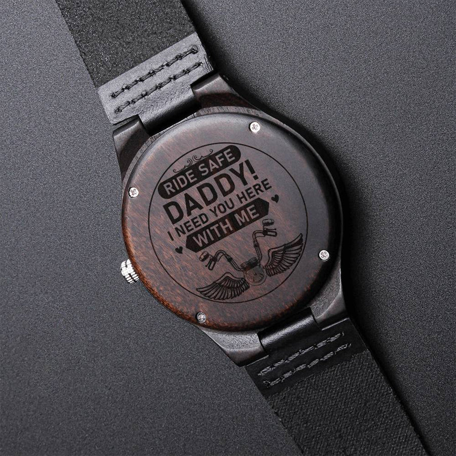 Fathers Day Gift Motorcycle Driver Watch Birthday Gift For Motorcycle Dad Motorcycle Dad Birthday Watch - Ride Safe Da Engraved Wooden Watch
