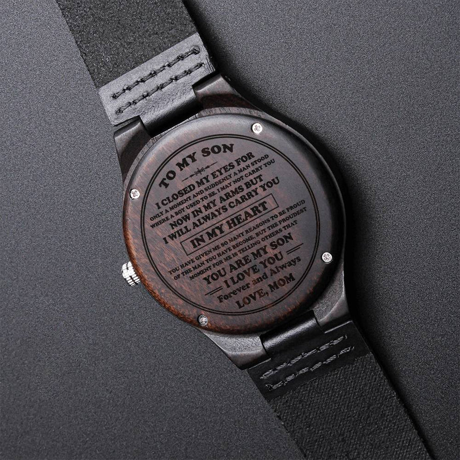 To My Son Wood Watch Gift For Son From Mom Son's Birthday Graduation Christmas Gift Engraved Wooden Watch