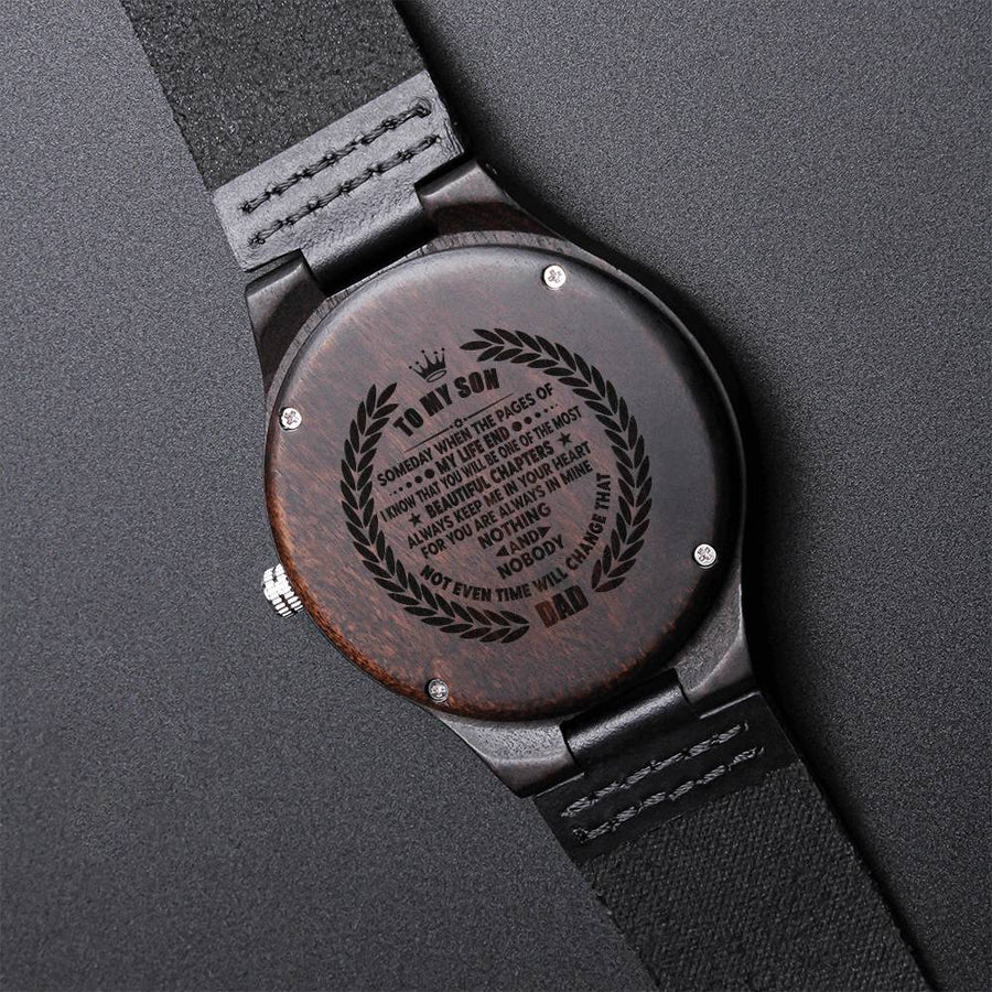 To My Son I Will Always Be Here For Your Engraved Chronograph Watch - First Father's Day Gift Engraved Watch Personali Engraved Wooden Watch
