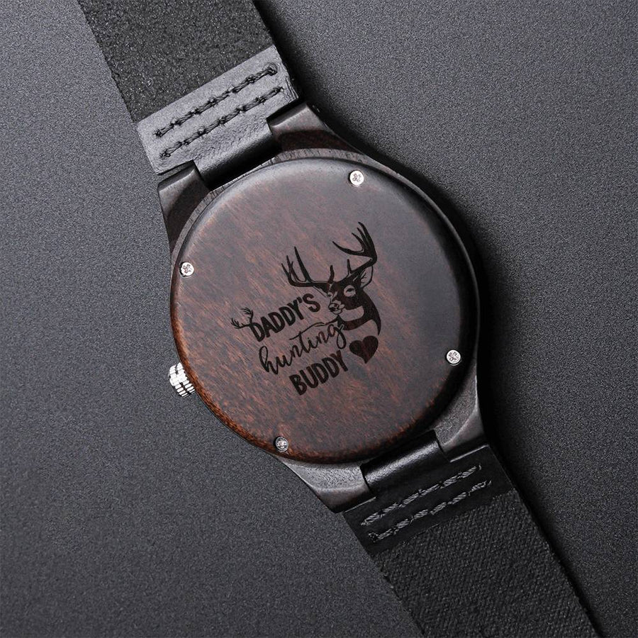 Daddy's Hunting Buddy - Gift For Dad On Father's Day Father's Day Gift For Dad Dad Watch Thank You Dad New Daddy Gift 1 Engraved Wooden Watch