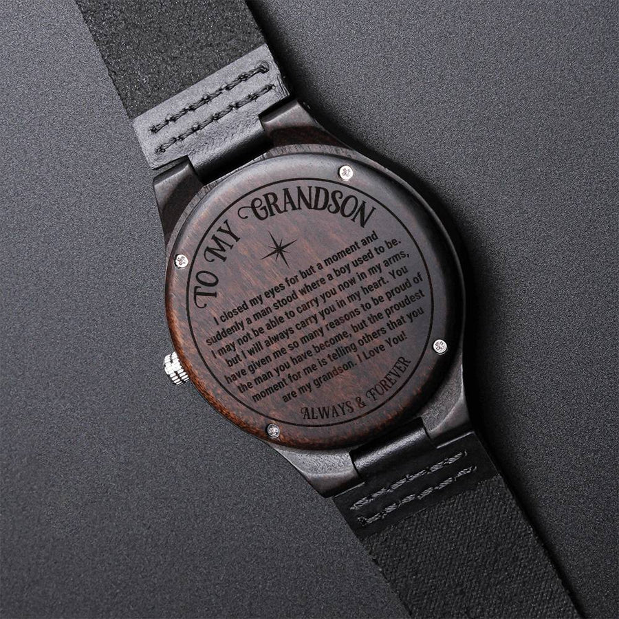 Grandson Gifts From Grandad Grandma To My Grandson Grandson Graduation Inspirational Gifts For Grandson Engraved Woode Engraved Wooden Watch