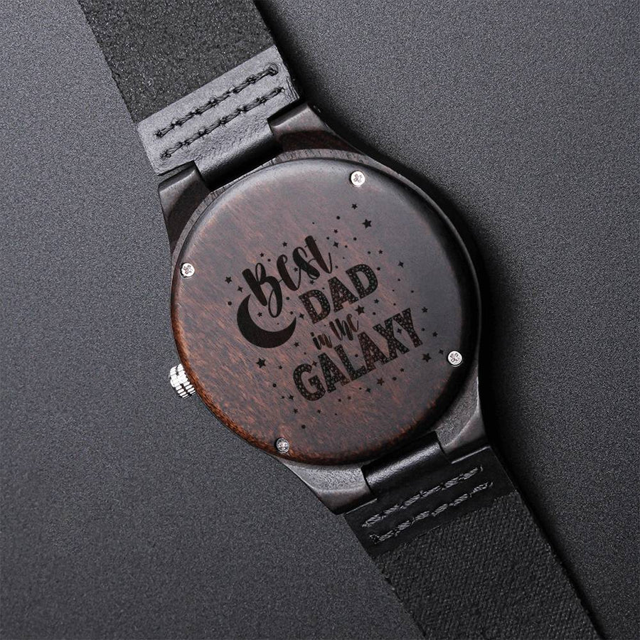 Best Dad In The Galaxy Engraved Wooden Watch