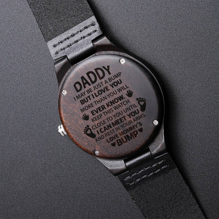 Daddy To Be Keepsake Gift From Baby Bump Birthday Gift For New Dad For Daddy Engraved Wooden Watch