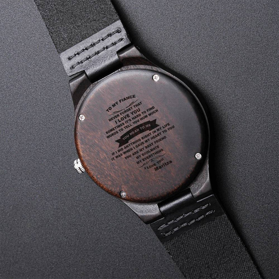 Custom Name Gift For Future Husband Never Forget That I Love You Engraved Wooden Watch